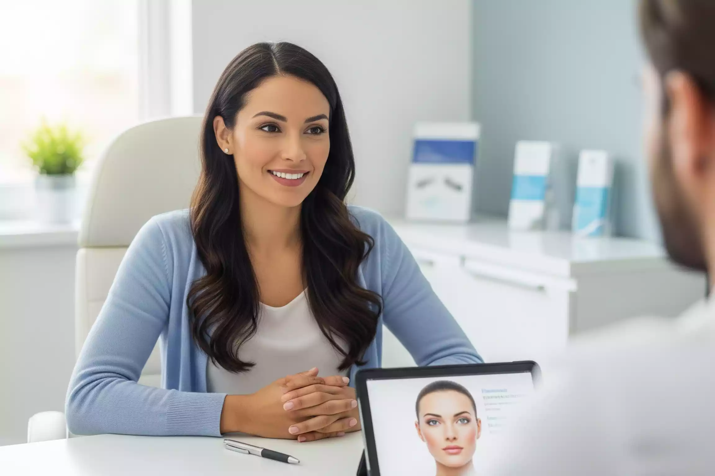 Happy woman with radiant, glowing complexion