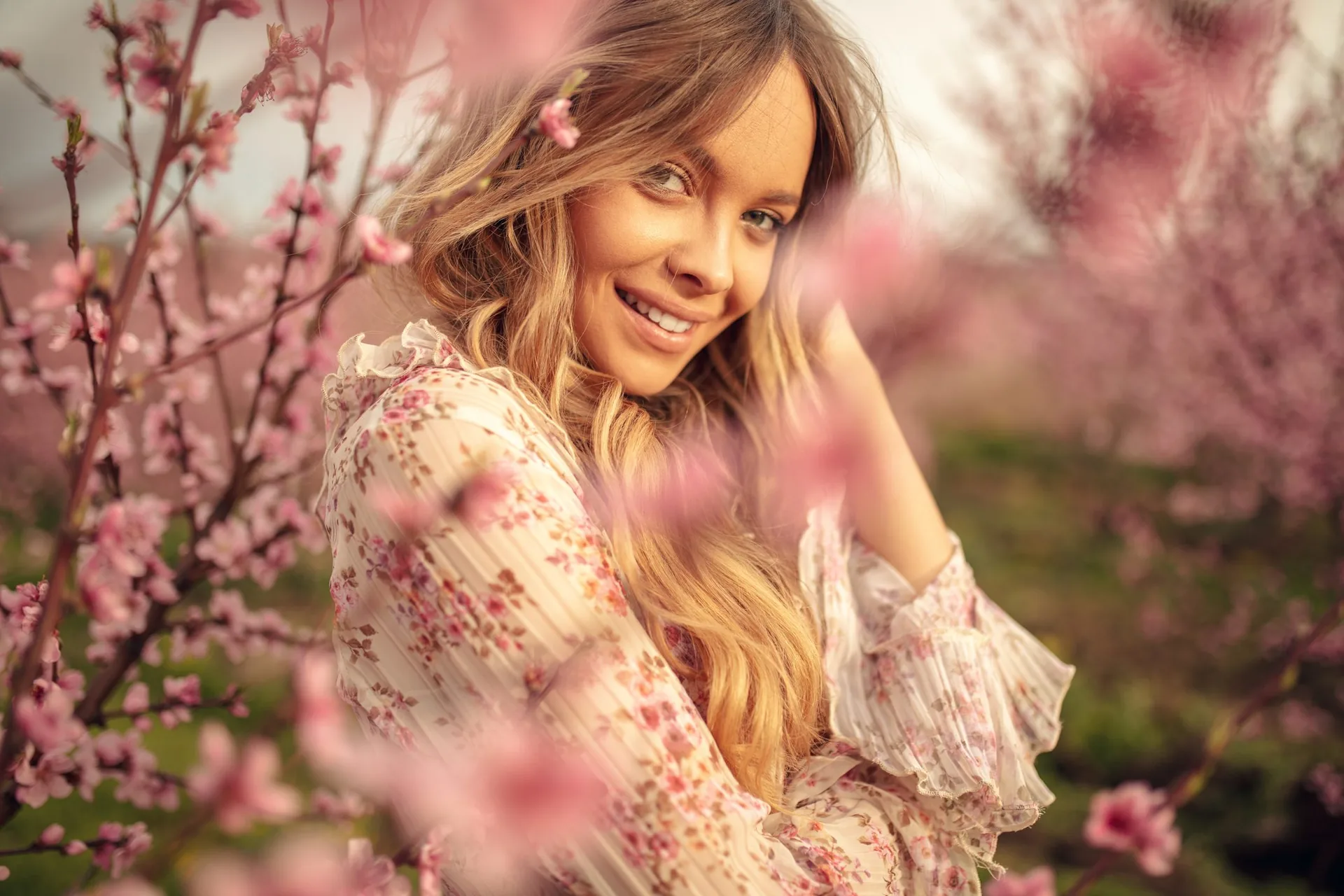 Radiant woman enjoying spring after cosmetic surgery in Gahanna