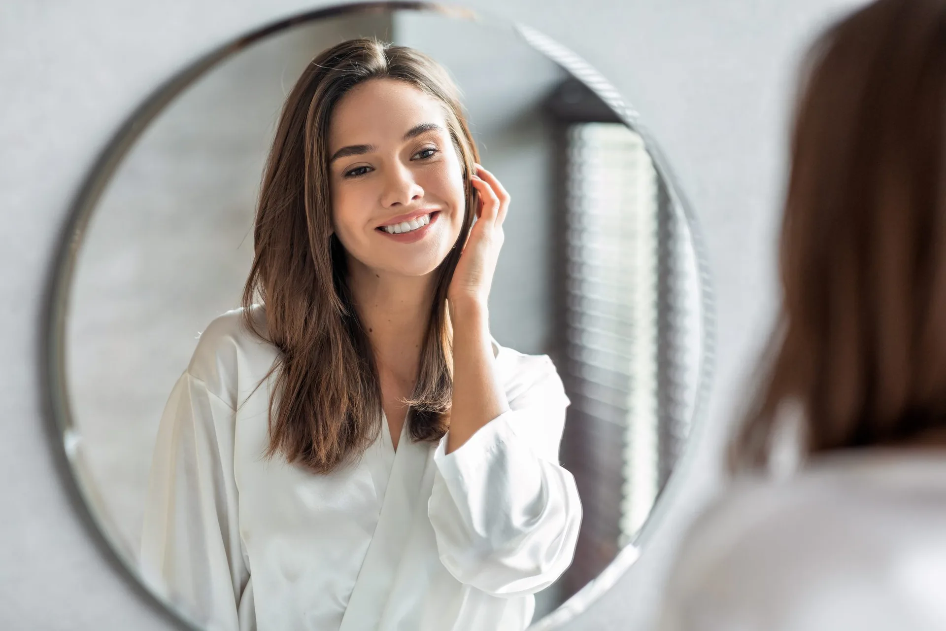 Self-reflective moment after cosmetic surgery in Gahanna